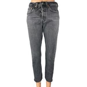 Levi's 501 Women's Black High Waisted Button Fly Skinny Denim Jeans Size 26